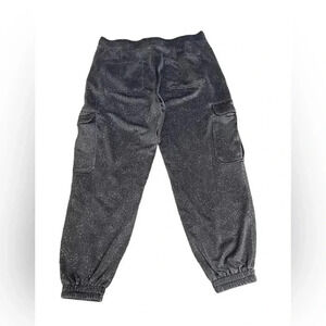 Democracy Ab Technology High Rise Thick Knit Cargo Jogger Pants Blue Camo size L